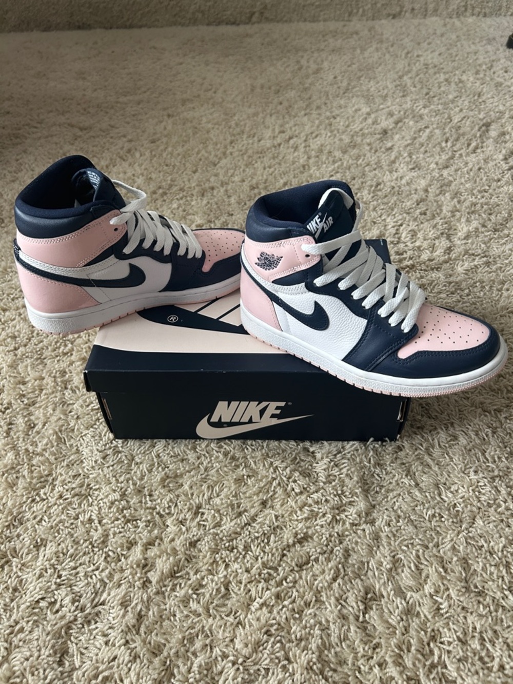 Air Jordan 1 Retro High OG SE ‘Bubble Gum’ Size US Women’s 6 Pink/Navy - Picture 4 of 15